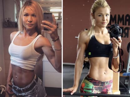 Sophia Thiel macht Spiegel-Selfies bauchfrei im Juni und Juli 2015