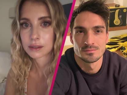 Cathy Hummels weint, daneben ein Selfie von Mats Hummels