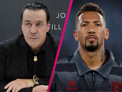 Till Lindemann und Jerome Boateng gucken ernst