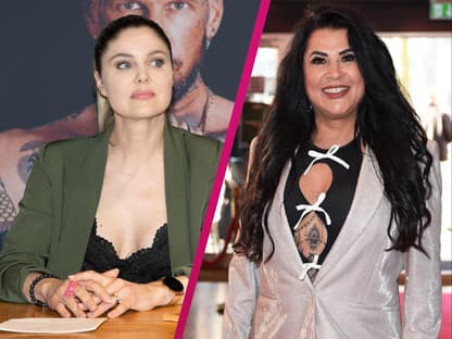 Yvonne Woelke guckt ernst zur Seite, Iris Klein lacht