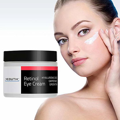 Anti-Aging Augencreme Mit Hyaluron & Retinol – Gegen Falten, Augenringe, Tränensäcke | Mit Massageball, 20 G