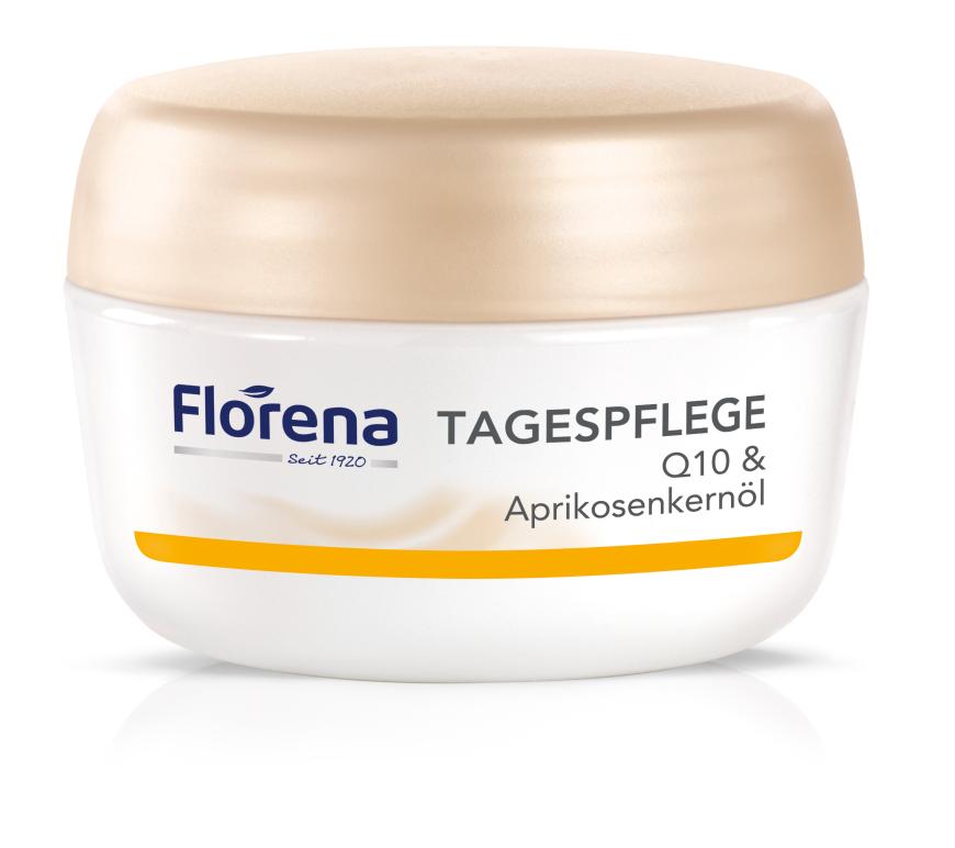 „Tagespflege“ von Florena, mit Q10 und Aprikosenkernöl, ca. 5 Euro