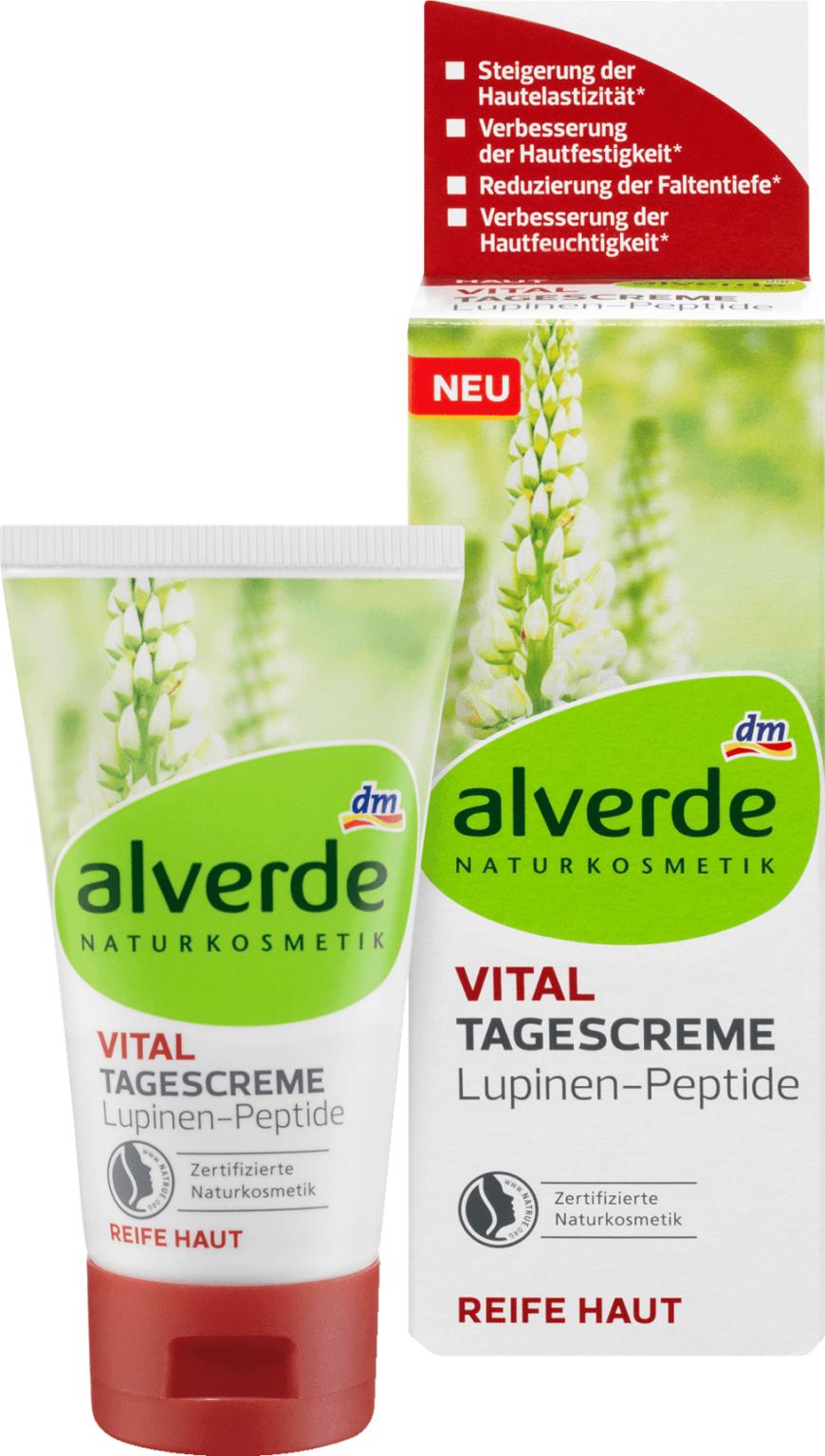 Feuchtigkeit WASSER MARSCH
„Vital Tagescreme“ von Alverde, mit Lupinen-Peptiden, ca. 4 Euro, bei DM