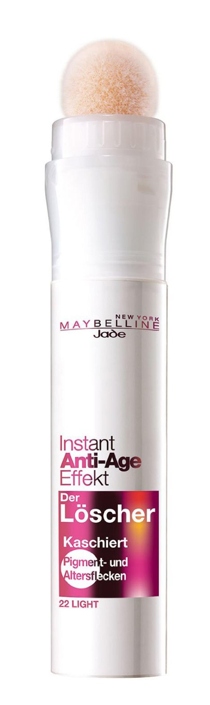 …zum Beispiel mit diesem: „Der Löscher“-Pigmentflecken-Concealer von Maybelline New York, ca. 10 Euro