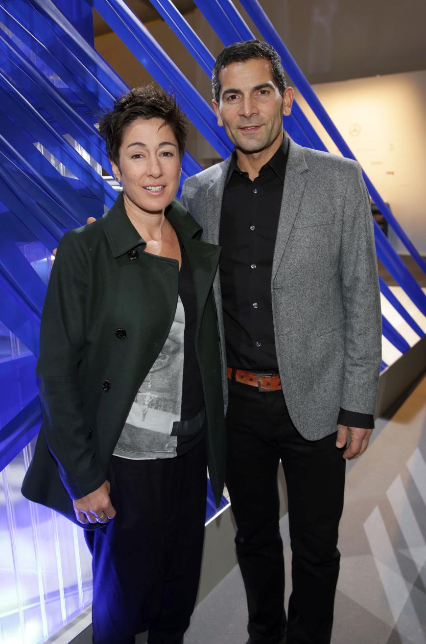 ZDF-Moderatorin Dunja Hayali und ihr Kollege Mitri Srin auf der Fashion Week Berlin