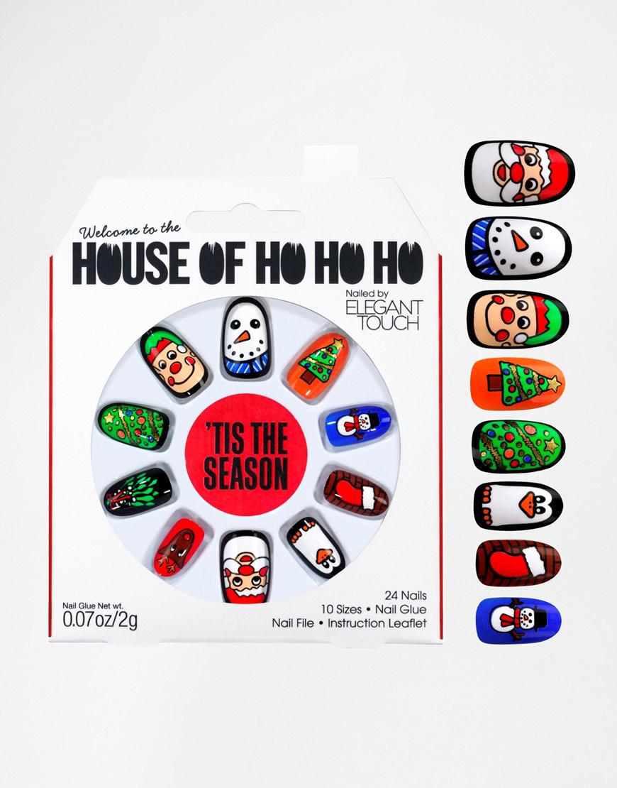 Nail-Set: Nägel zum Aufkleben mit lustigen Christmas-Motiven. „House of Ho Ho Ho“ von Henry Holland, ca. 13 Euro, über asos.de