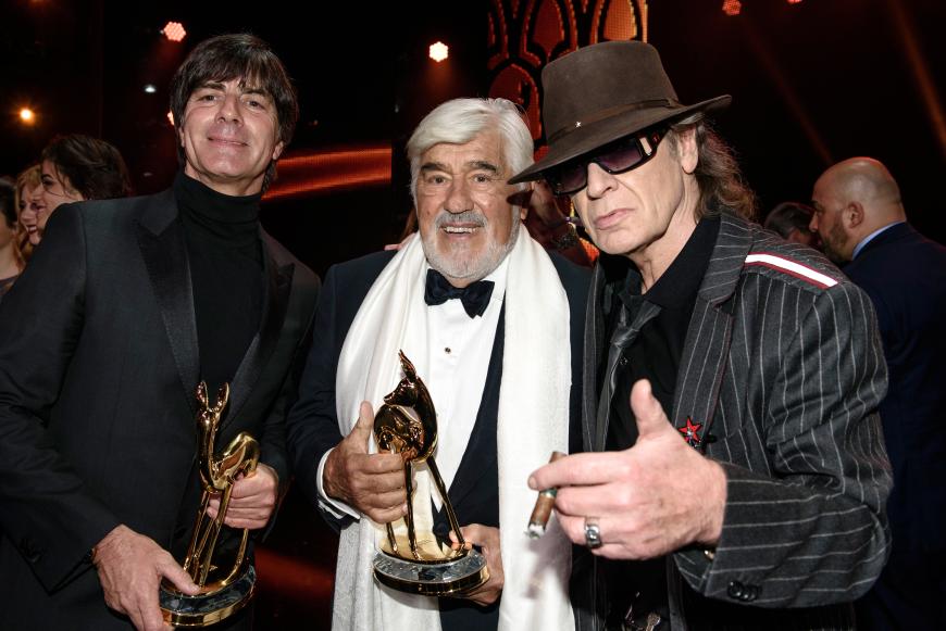 Drei hochkarätige Preisträger unter sich: Jogi Löw, Mario Adorf und Udo Lindenberg