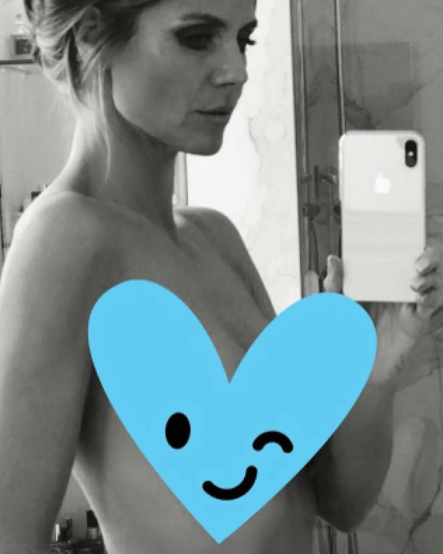 Ein paar Tage zuvor hatte ein Herz-Emoji noch das Nötigste verdeckt - Heidi ist ansonsten komplett nackt.