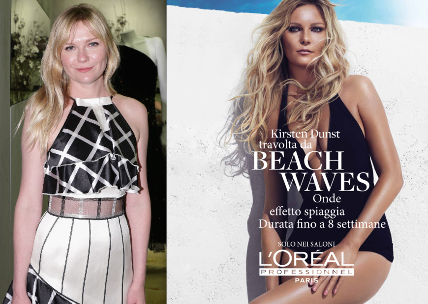 Kirsten Dunst ist dieses Jahr das Gesicht der L'Oreal Professional Kampagne. Beachwaves, sonnengebräunter Teint und Katzenaugen. Was man mit Makeup und Photoshop doch alles so machen kann