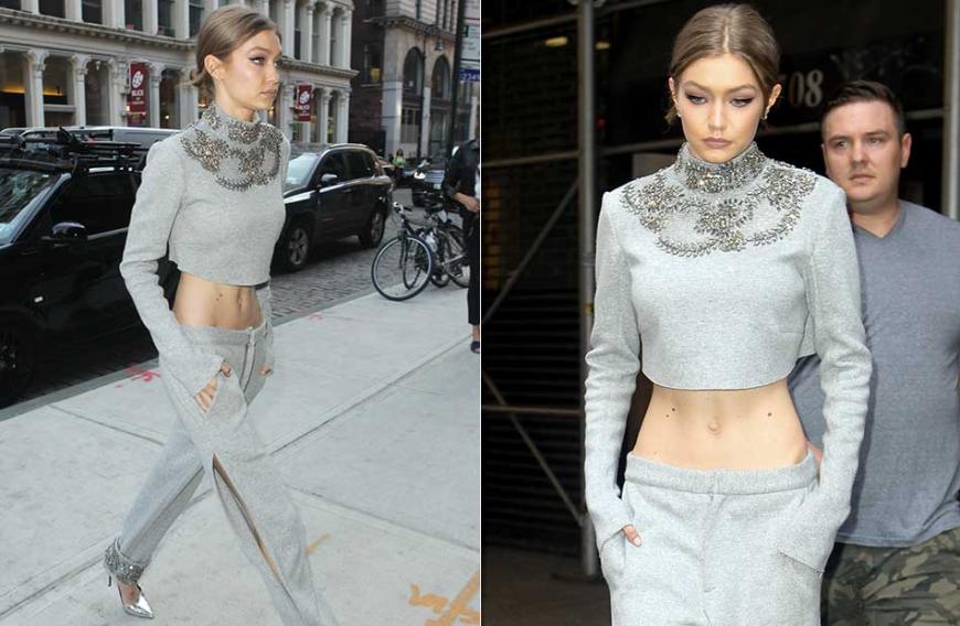 Kein Wunder, dass Gigi Hadid hier unterwegs in New York so traurig aussieht: Offenbar hat das Model die Nahrungsaufnahme so gut wie eingestellt. In einem grauen bauchfreien Zweiteiler sehen Bauch und Taille erschreckend mager aus. Gönn' dir mal eine Pizza, Gigi!