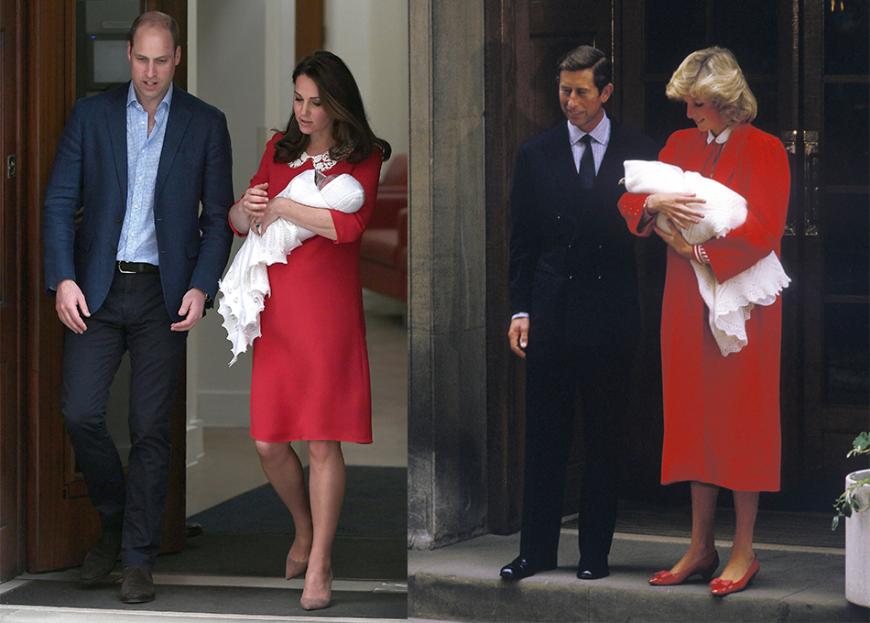 Tribut an die verstorbene Diana: Mit ihrem Kleid, das Kate beim Fototermin nach der Geburt des Royal Babys trug, orientierte sie sich an dem Outfit, das Prinzessin Diana nach der Geburt ihres zweiten Sohnes, Prinz Harry, trug.
