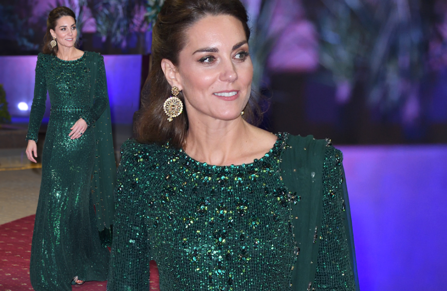 Die schicken Cambridges bezauberten in Pakistan auf einem Empfang in Islamabad. Kate entschied sich für ein glitzerndes flaschengrünes Abendkeid von Jenny Packham - natürlich in der Nationalfarbe des Landes.