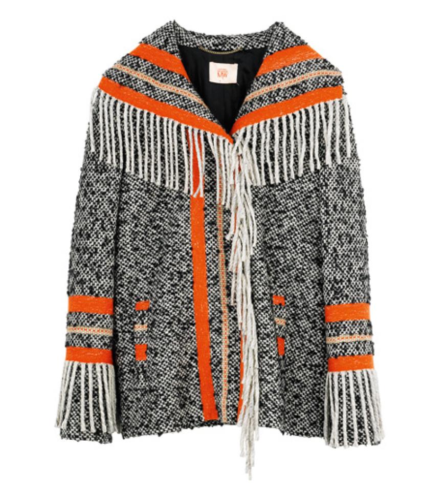 4. September 2012: Der Herbst wird Ethno! Ob bunter Aztekenprint, Folklore-Stickereien oder exotische Musterungen, mit der neuen Völker-Fashion geht's auf modische Weltreise. Da passt die derbe Wolljacke mit Fransen von Matthew Williamson perfekt! Über urbanoutfitters.de, ca. 925 Euro