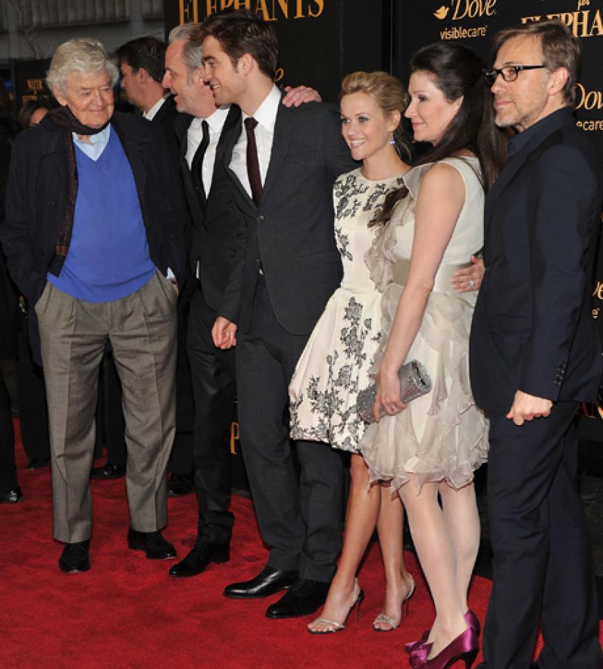 Der ganze Cast: Hal Holbrook, Robert Pattinson, Reese Witherspoon und Drehbuchautorin Sara Gruen