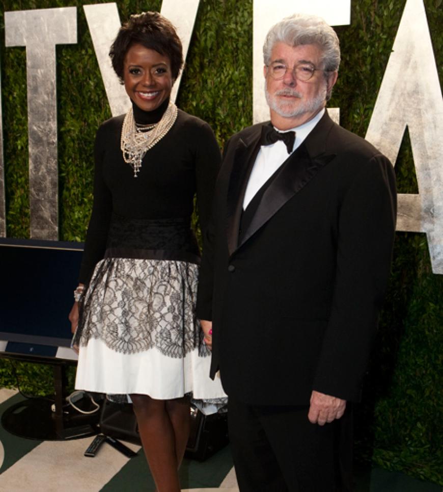 Regisseur George Lucas mit seiner Frau Mellody Hobson