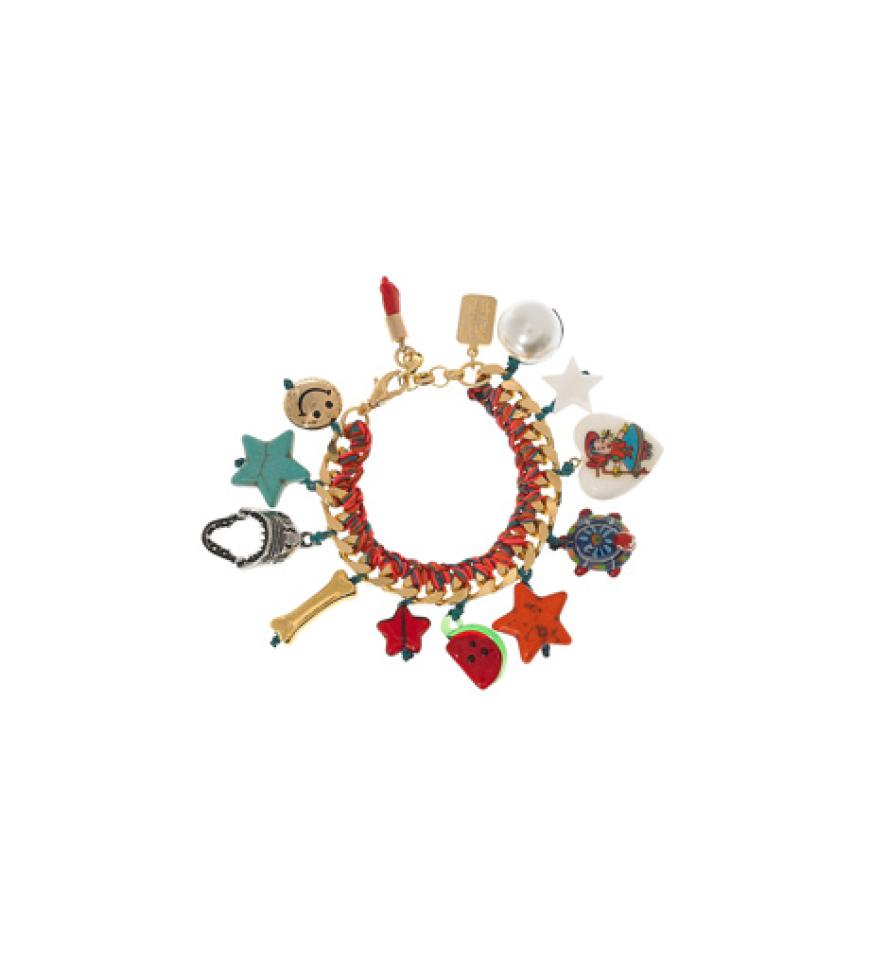 Unser Trend der Woche ist dieses Mal äußerst anhänglich. Die Rede ist von Charms-Armbändern und Ketten, die mit ihren bunten Farben einfach gute Laune verbreiten. So können wir den Sommer am Handgelenk tragen. Wir haben unsere Favoriten für Euch zusammengestellt. Hier zum Beispiel das super bunte Armband von Venessa Arizaga, über theoutnet.com, ca. 90 Euro