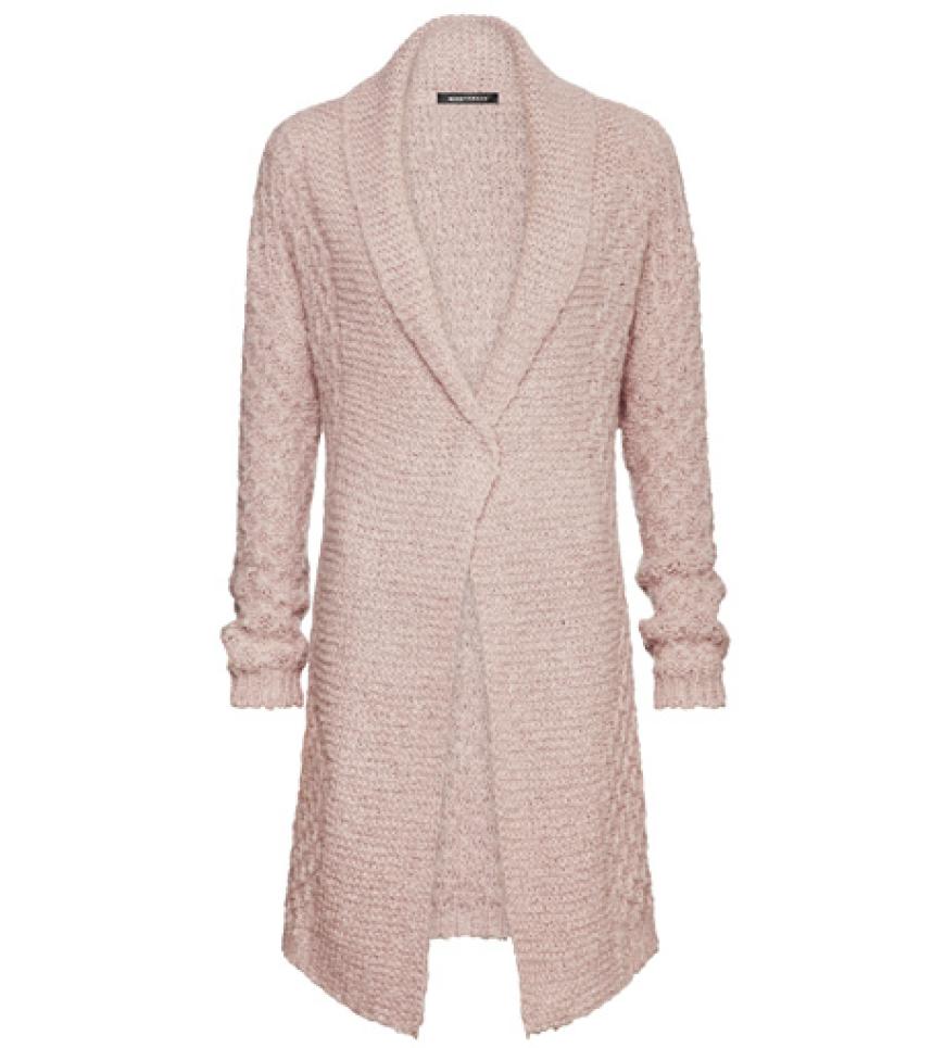 Cardigans in der Trendfarbe Rosa vertreiben easy das Grau des Herbsts: Von Expresso, ca. 130 Euro