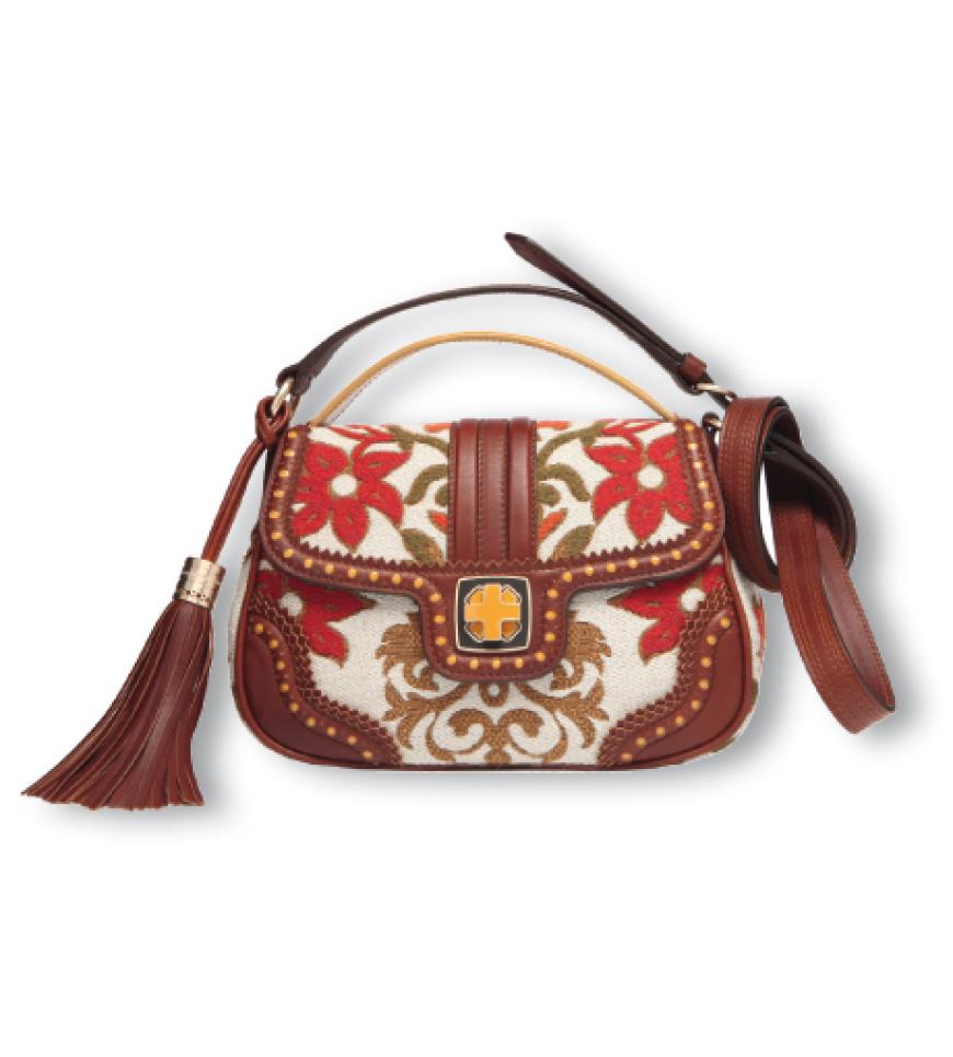 Multicolortasche aus Brokat und Leder über bally.com, ca. 995 Euro