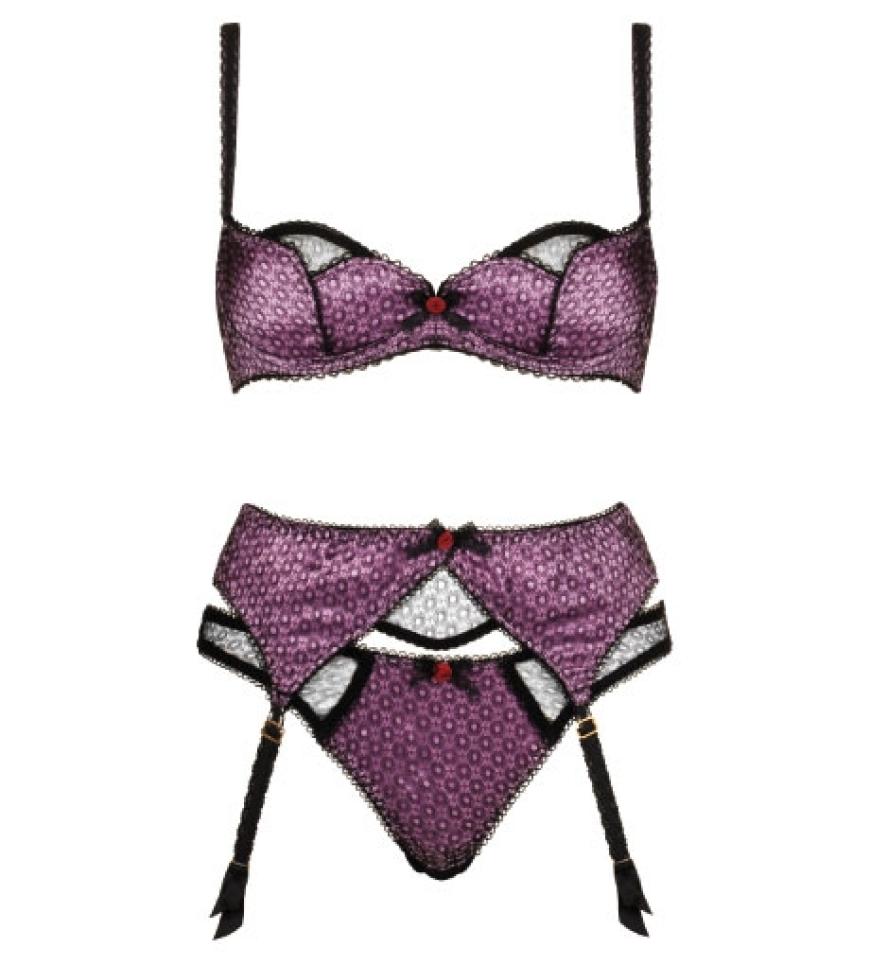 Set mit Strapsen von Agent
Provocateur, BH ca. 140 Euro, Slip ca. 100 Euro, Suspender ca. 100 Euro