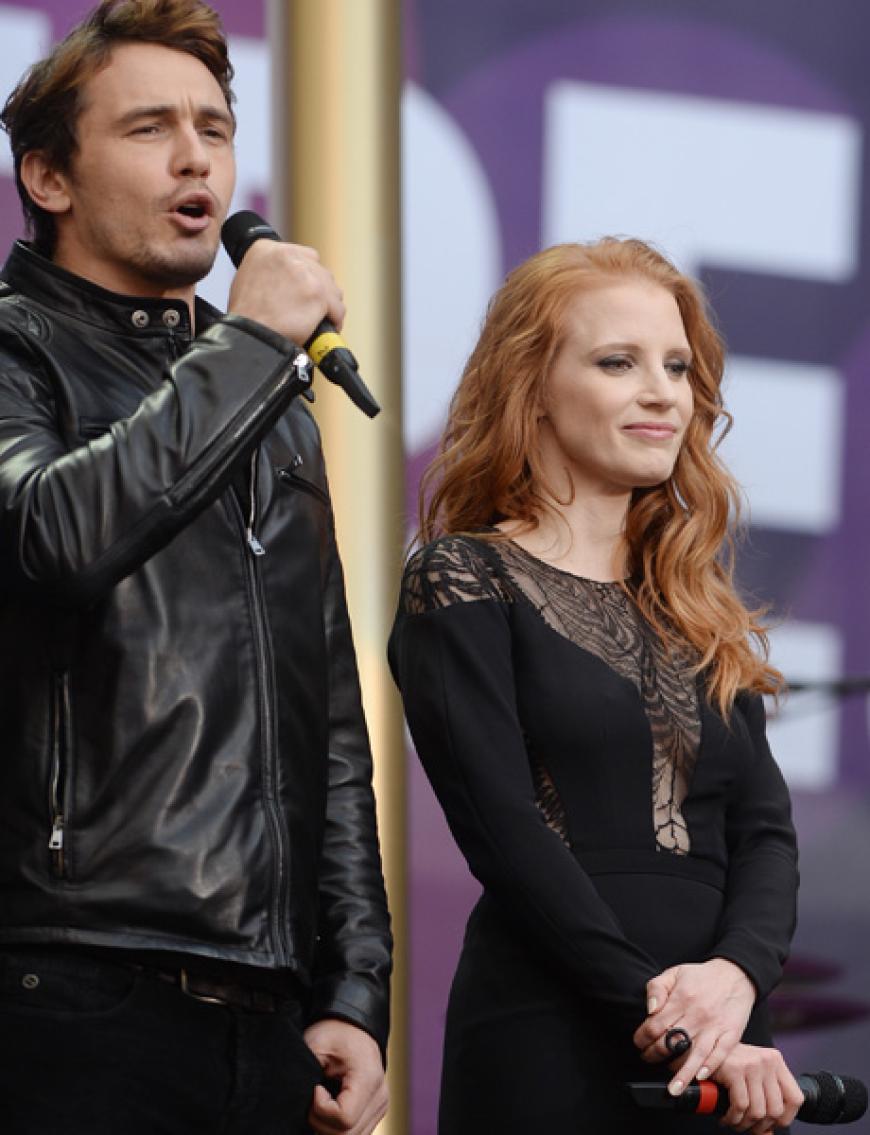 Auch Frauenschwarm James Franco und Schauspielerin Jessica Chastain setzten sich für mehr Frauenrechte