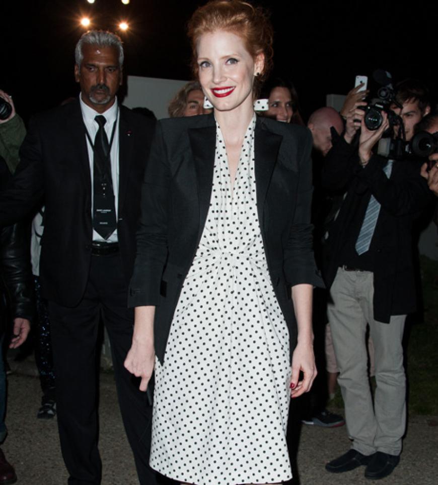 Auf den Punkt gebracht: Schauspielerin Jessica Chastain im süßen Pünktchen-Kleid
