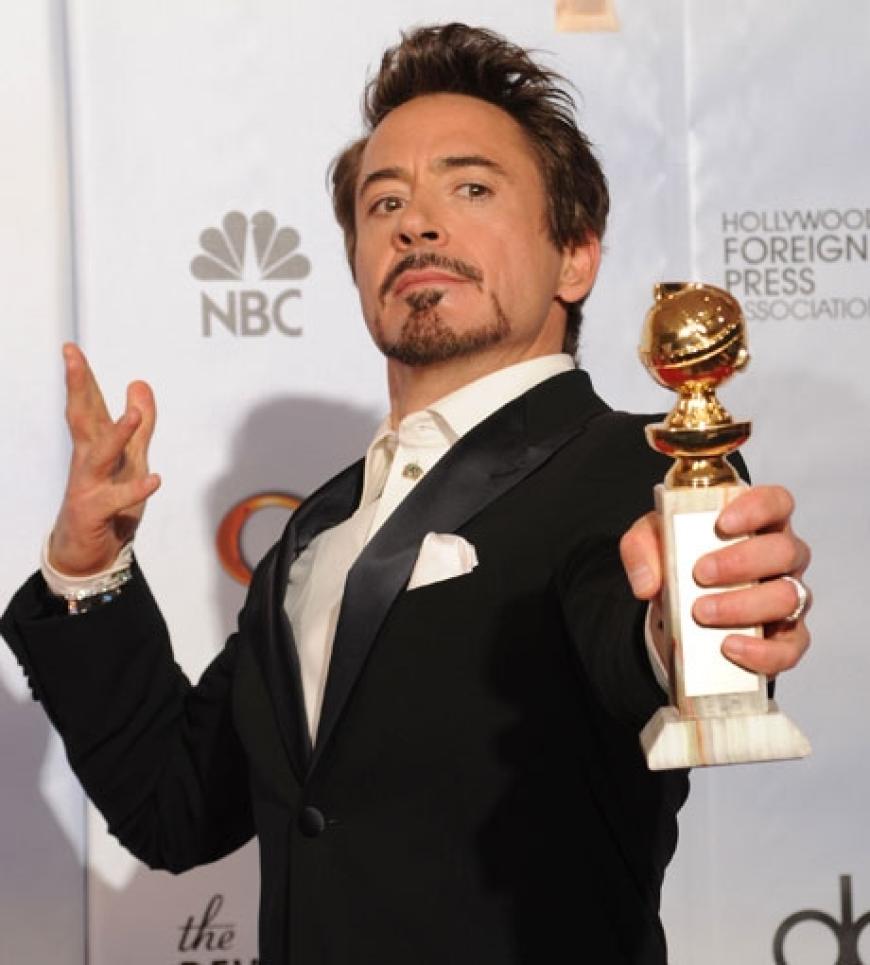Robert Downey Jr. ist zu Späßen aufgelegt. Kein Wunder - er gewann einen Globe als