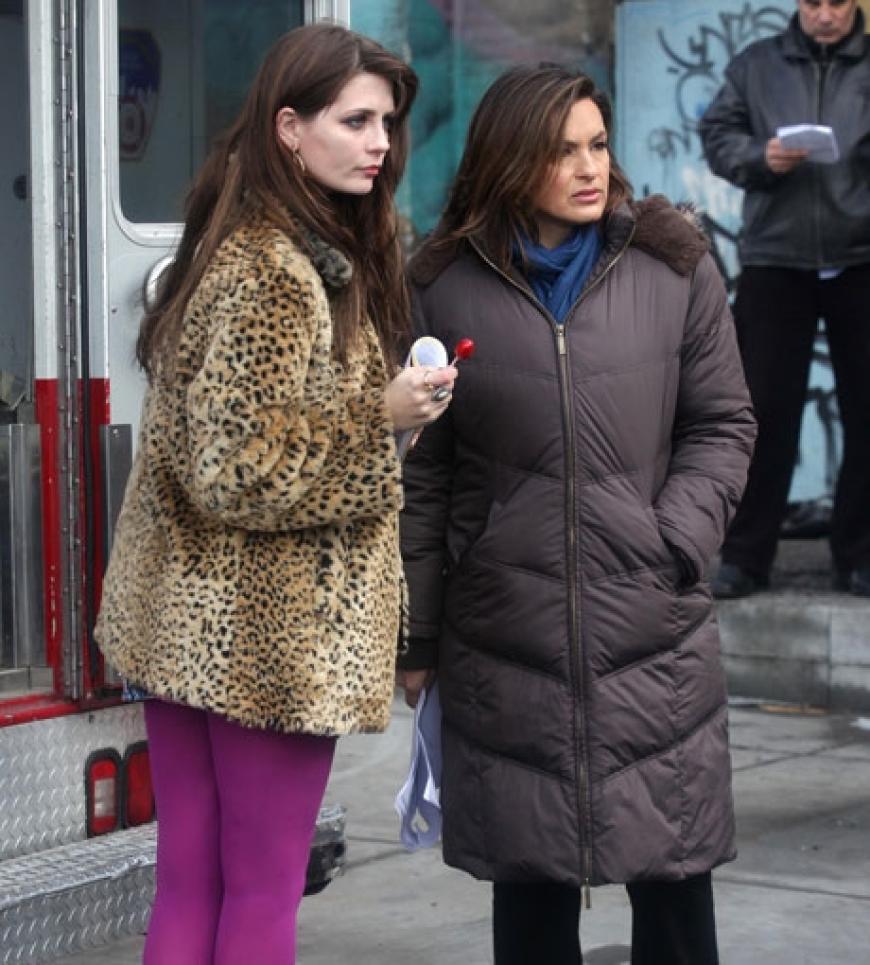 Der Star wartet am Set in New York auf ihren Einsatz