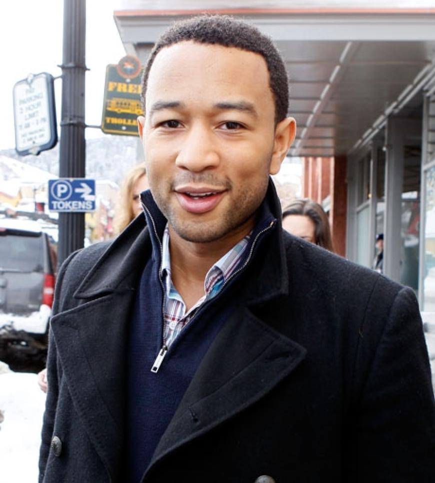 Sänger John Legend war trotz Minusgrade bestens gelaunt unterwegs