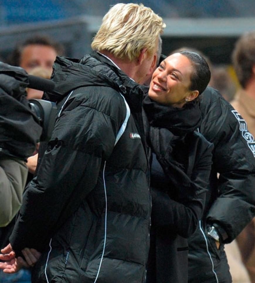 Die schwangere Lilly Becker hatte beim Match natürlich nur einen Favoriten: Ihren Gatten Boris