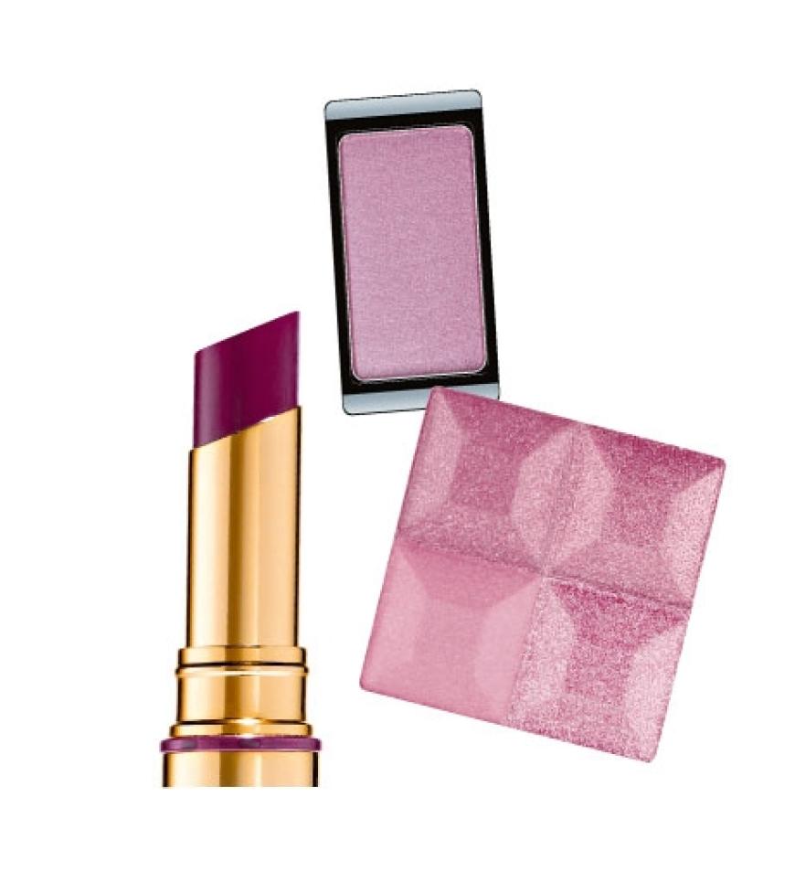 Veilchen: Violettnuancen auf Lippen und Augen sind unschlagbar. Mit Veilchen ist jetzt nach den dunklen Tönen wieder ein sehr softer dabei zum Liebling aufzusteigen. Wen wundert%u2018s beim Anblick des Farhi-Looks: großzügig aufgestäubter Lidschatten zu Alabasterteint und zartem Gloss