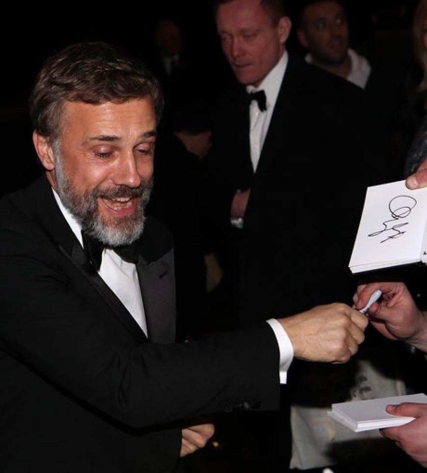 Christoph Waltz freut sich über die vielen Fans