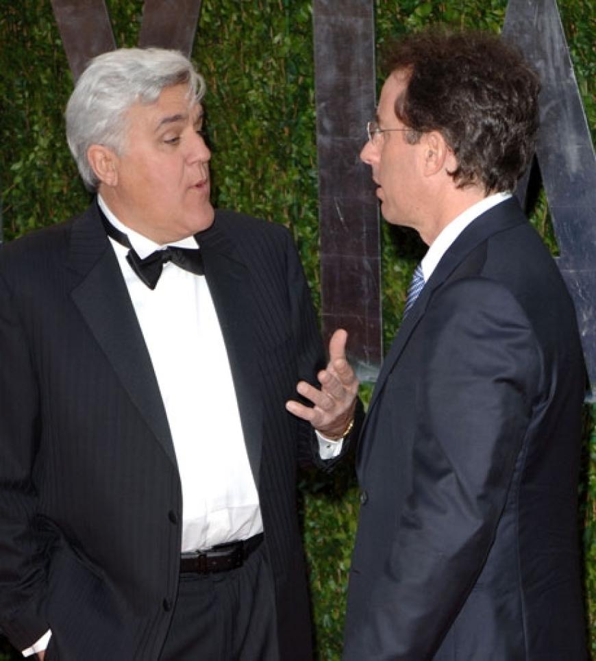 Lustiges Treffen vor den Oscars: Moderator Jay Leno begrüßt Comedy-Star Jerry Seinfeld