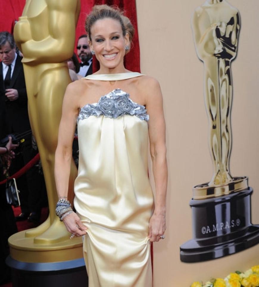 Stilsicher! Sarah Jessica Parker in Chanel Couture. Der Schmuck der 44-Jährigen ist von Fred Leighton`s