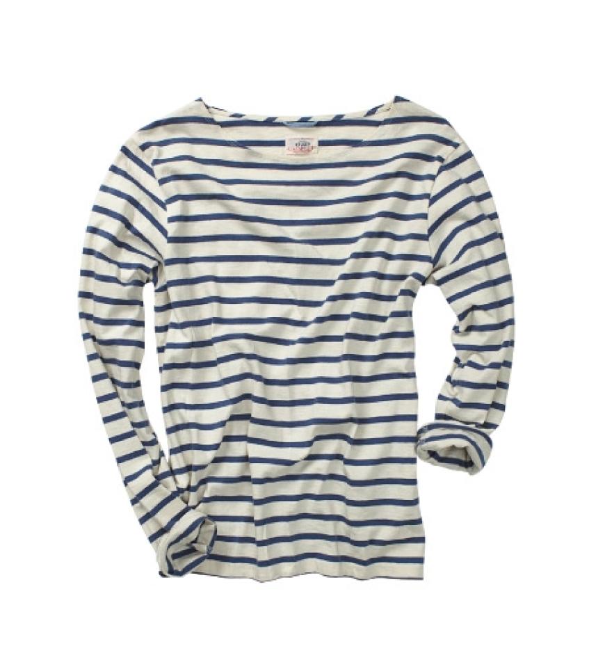 Das Ringelshirt wird jetzt ausgehfein mit High Heels und edlem Blazer. Aber auch im traditionellen Marine-Look mit Segelschuhen und weißer Jeans sind Sie garantiert auf Trend-Kurs! Shirt von Gant,
ca. 80 Euro