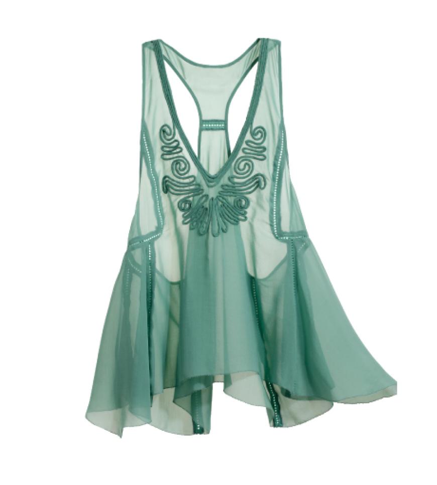Transparentes Chiffon-Top mit Stickerei, ca. 50 Euro