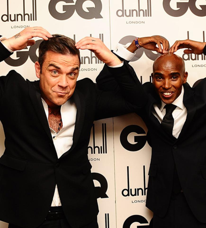 Affig: Robbie Williams mit dem Langstreckenläufer und Olympia-Gewinner Mo Farah