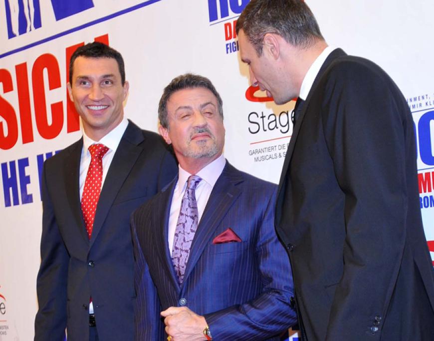Wladimir Klitschko, Sylvester Stallone, Vitali Klitschko feiern den Start ihres Musicals in Hamburg