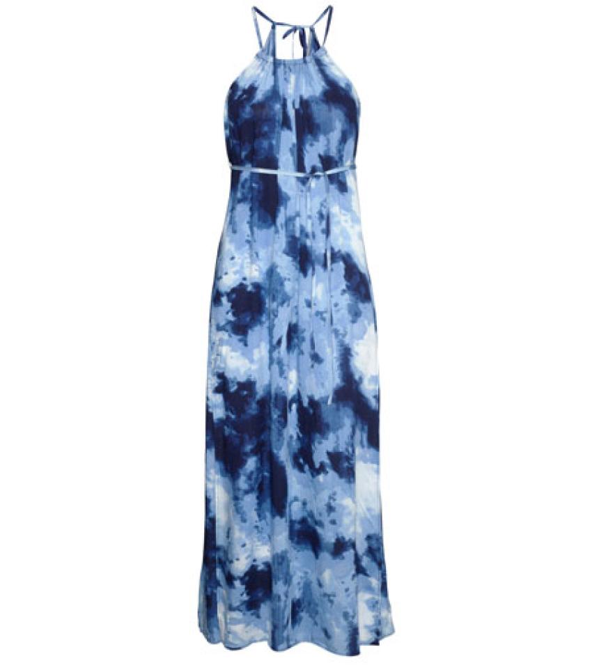 Maxikleid aus bedrucktem Webstoff mit V-Ausschnitt im Rücken. Aus der H&M Loves Music-Kollektion von H&M, ca. 19,95 Euro