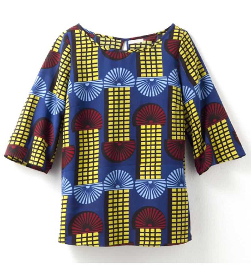 Das Top von 3Suisses ist von traditionellen afrikanischen Prints inspiriert, ca. 20 Euro
