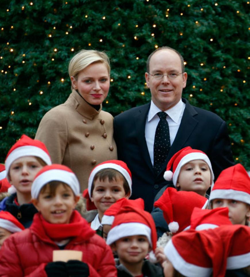 Charlène und Albert von Monaco bei der Kinder-Weihnachtsfeier des Palastes