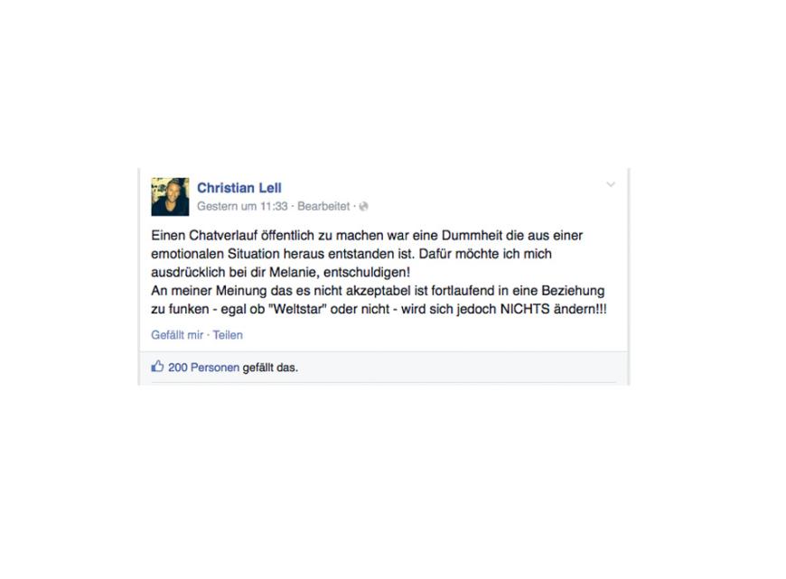 Dieses Statement veröffentlichte Christian Lell auf Facebook