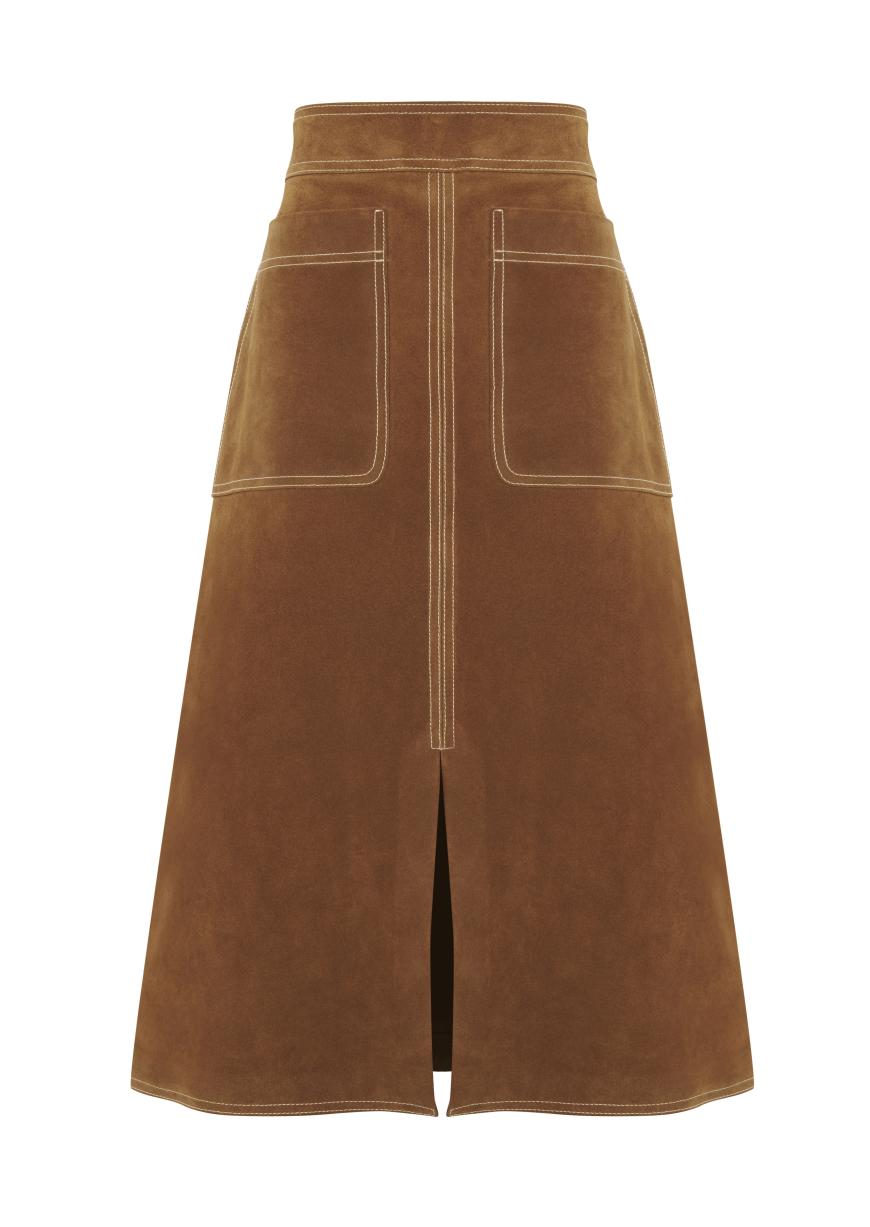Liebling der Stars: Der Wildlederrock in A-Linie ist ab Mai im Onlineshop von Marks & Spencer erhältlich (ca. 275 Euro).