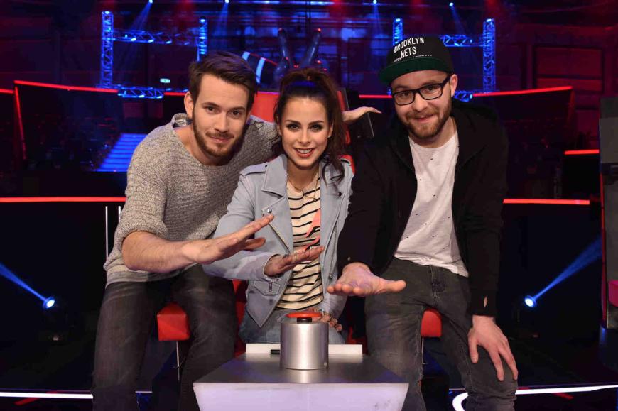 Johannes Strate, Lena Meyer-Landrut und der neue Coach Mark Forster freuen sich schon auf die neue Staffel.
