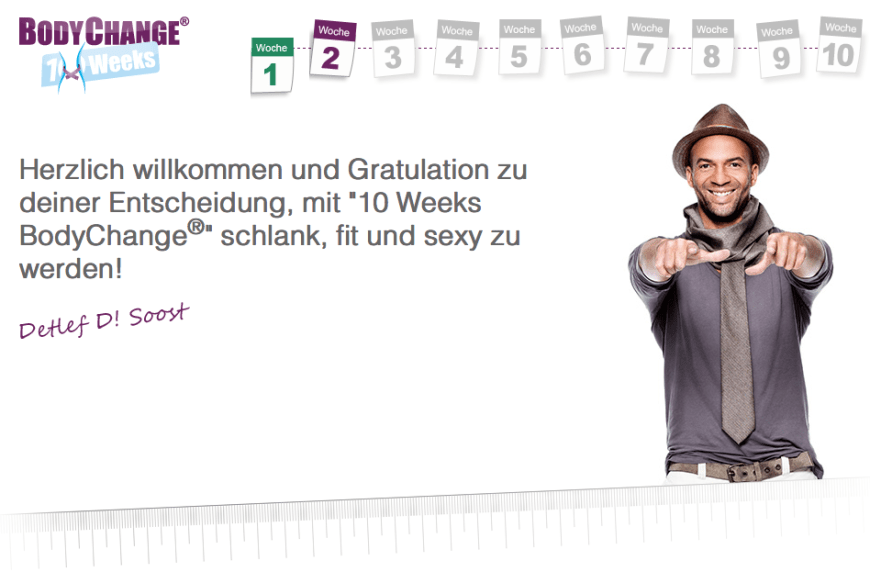Und los gehts, Woche 1 bei 10 Weeks Body Change beginnt.