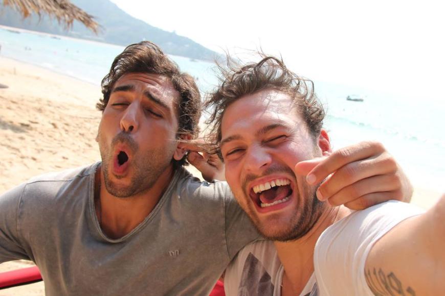 Da haben aber zwei Spaß! Elyas M'Barek und Patrick G. Boll bei den Dreharbeiten zu