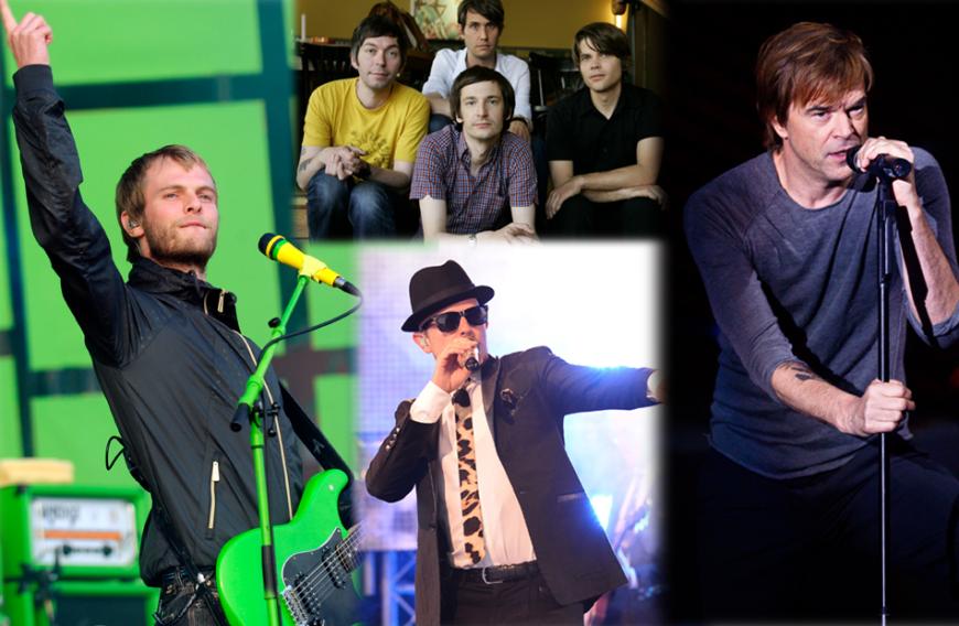 20 bekannte deutsche Bands, darunter die Sportfreunde Stiller, Tocotronic, Jan Delay und Die Toten Hosen (v.l.), veröffentlichten jetzt den Appell: "Zeit zu handeln!"