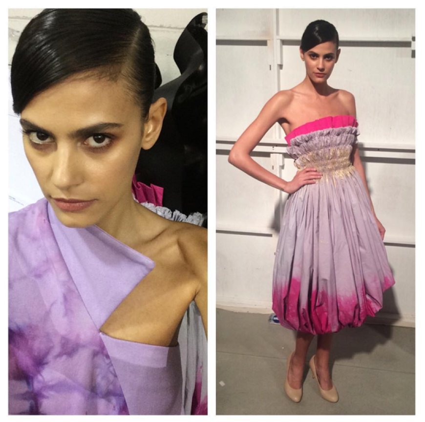 Alisar Ailabouni präsentiert ihren Look der Show auf Instagram.