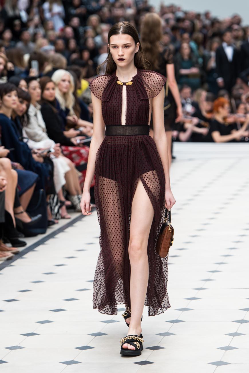 Bordeauxfarbenes Transparent-Kleid von Burberry Prorsum...