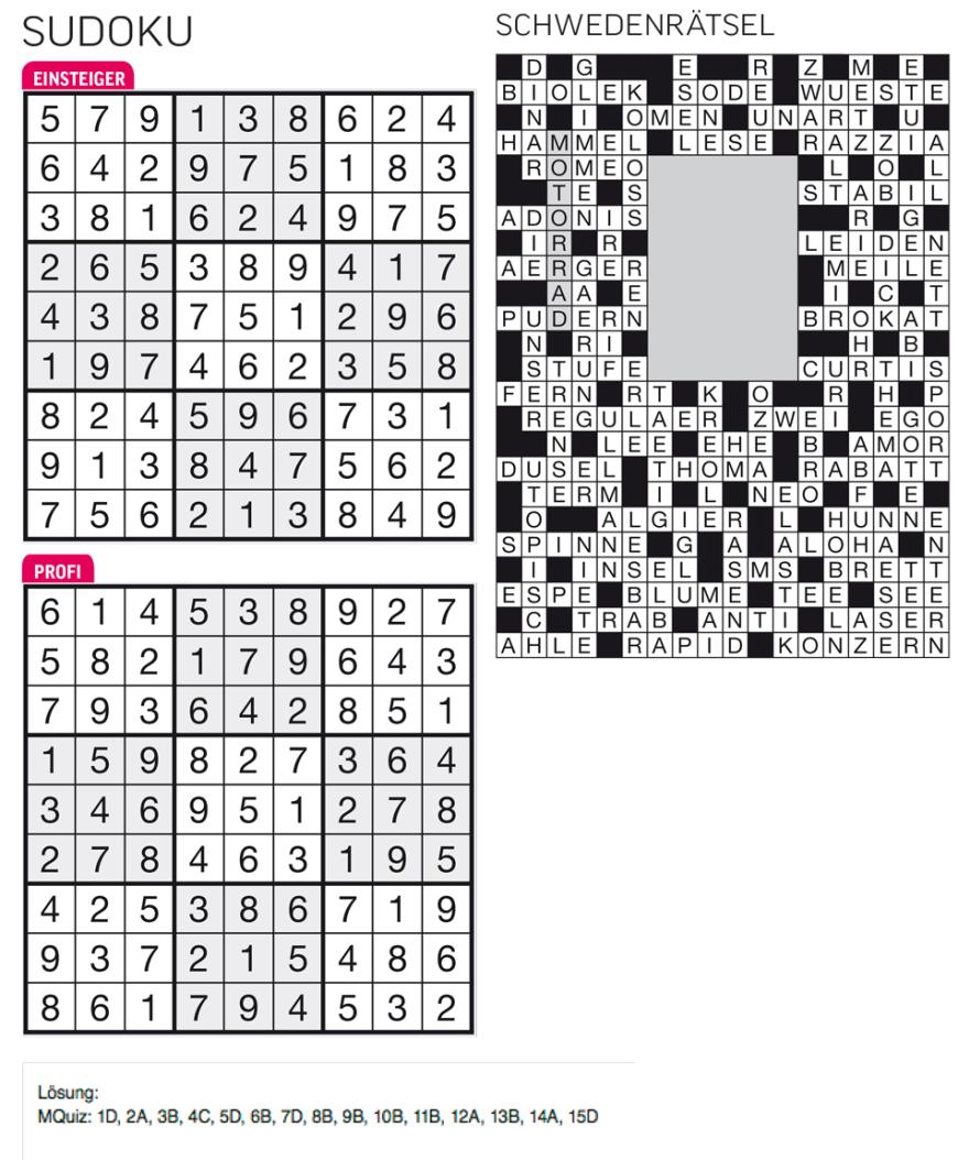 Sudoku- und Rätselauflösung ab Magazin 01/2015 - Bild 131