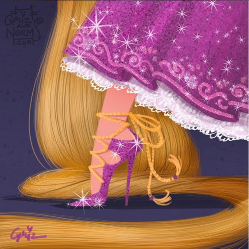 Schnürung mal anders: Rapunzel in Jimmy Choo Hoops